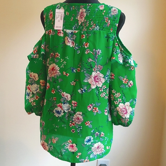 Green floral blouse size XS - Picture 3 of 7